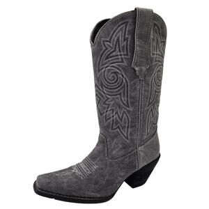 Durango Crush Gray Western Boots Snip Toe Distressed Faux Leather Women 6.5 M